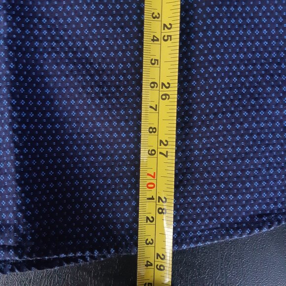 Linea In SZ 15 Slim Fit Woven Blue Button Up Non-Iron Men's Shirt - Picture 14 of 14